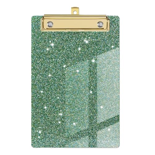 Glitzer-Klemmbrett – niedliches Klemmbrett | Acryl-Glitzer-Binder-Klemmbretter | Buchstabengröße, leicht, tragbar, schick, flaches Profil, Glitzer-Klemmbrett mit goldenem Clip für Klassenzimmer, von Yhsioaklo