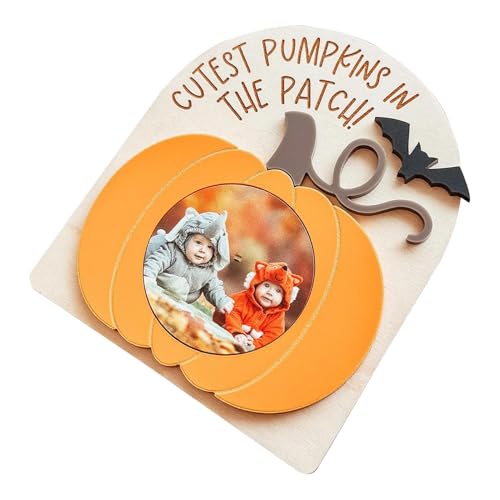 Halloween-Bilderrahmen – Halloween- -Fotorahmen, 11 cm, Tisch-Bilderrahmen, Holz- -Phpto-Rahmen, orangefarbener Wand-Bilderrahmen, stabiler Halloween-Tischdisplay für Halloween-Party, von Yhsioaklo