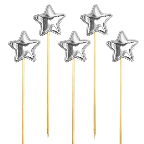 Star Birthday Cake Topper | 5pcs Birthday Cake Toppers for Boys | Birthday Cake Insert, Five-Pointed Star Food-Grade Food Cake Decor Stake Safe Glitter Cake Decoration von Yhsioaklo