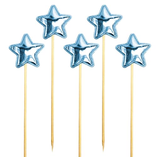 Star Birthday Cake Topper | 5pcs Birthday Cake Toppers for Boys | Birthday Cake Insert, Five-Pointed Star Food-Grade Food Cake Decor Stake Safe Glitter Cake Decoration von Yhsioaklo