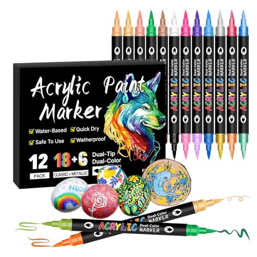 Yhsioaklo Acrylfarben-Marker, Marker, baubare bunte Marker, schnell trocknendes Farbmarker-Set zum Malen, Kritzeln, Zeichnen von Yhsioaklo