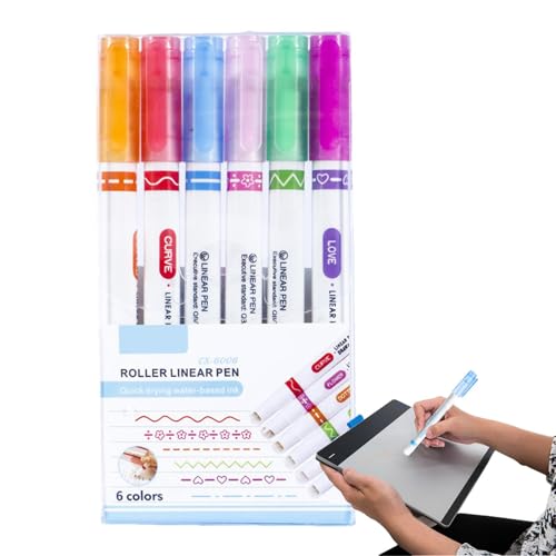 Yhsioaklo Gebogener Textmarker, Randstifte | Mehrfarbiger Zeichenstift – Multifunktionales Scrapbooking-Zubehör, ästhetische Marker zum Schreiben, Journalisieren, von Yhsioaklo