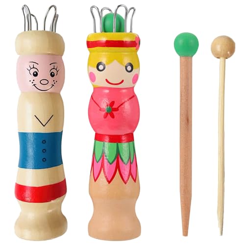 Yhuasia 2 Stück Strickliesel Für Kinder, Webrahmen Für Kinder, Strickliesel Mit Häkelnadel Strickpüppchen Holz Stricknadeln Bastelset von Yhuasia