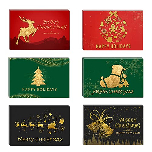 Weihnachtskarten mit Umschlag, Weihnachtskarte Set 12er Nostalgie Weihnachtspostkarten Klappkarten, Christmas Cards Lustige, Weihnachtskarten Klein Basteln Einladungskarten Weihnachtsfeier (D) von Yi'antai