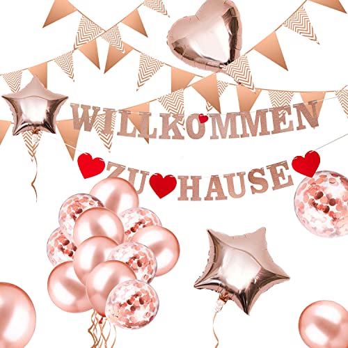 Willkommen Zuhause Deko, Girlande Willkommen Zuhause Banner, Welcome Home Baby Ballon Deko mit 5M Wimpel Banner, Herzlich Willkommen Schild Eburt Deko Willkommen Zurück für Zuhause, Party von Yi'antai