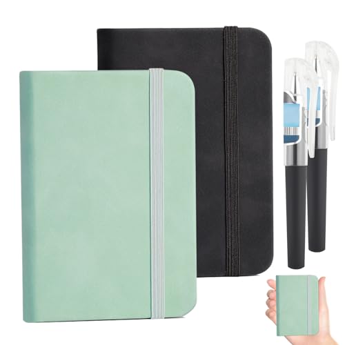 YiJiuBa A7 Notizbuch Set Mit 2 Stiften, 2 Stk Notebook, Notizbuch a7 Blanko, 200 Seiten Taschennotizbuch, Reisetagebuch, Ideal FüR Notizen, To-Do-Listen Oder Skizzen, Kinder, Erwachsene von YiJiuBa