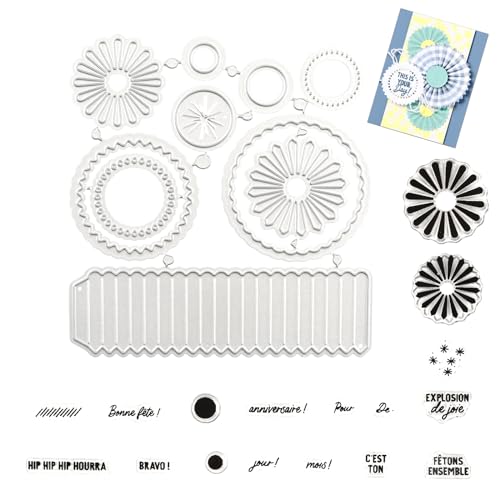 YIJIUBA Stamp and Die Set 2025, Silicone Clear Stamps, Silicone Stamp Spring for DIY Birthdays Scrapbooking Arts Crafts Congratulations Card (Stamp and Cutting Dies Set) von YiJiuBa