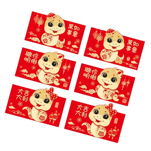 6 Stücke Neue Jahr Rötung Pakete Cartoon Schlange Jahr Themed Umschläge Multifunktionale Chinesische Zodiacs Geld Papier Tasche von YiNLuax