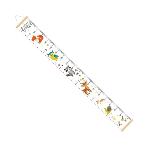 YiNLuax Baby-Wachstums-Tracker, Wanddekoration, Holzrahmen, Leinwand, Höhenmessung, Lineal, Diagramm mit Cartoon-Tier für Kinderzimmer von YiNLuax