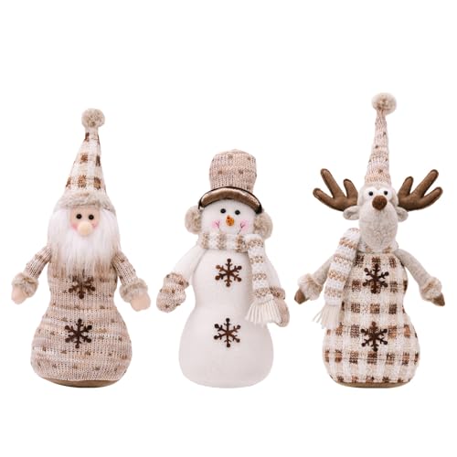 YiNLuax Doppelschichtiges Figuren-Set mit Weihnachtsmann/Schneemann/Hirsch, Schreibtisch-Ornament für Büro und Zuhause, Partyzubehör von YiNLuax