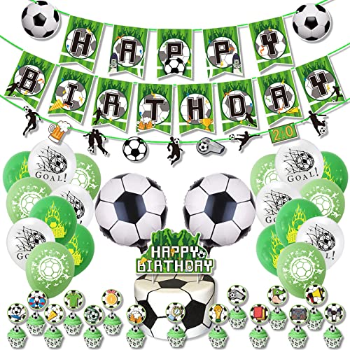 Ballon-Set mit Fußballmotiven, Geburtstagsballon-Set, Ballon-Kuchen-Karten für Kinder, Gastgeschenk, Jungen, Party-Dekorationen, Geburtstagsballons von YiQinzcxg