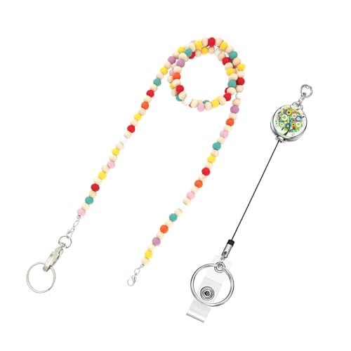 Bunte Holzperlen Lanyard Halskette Für Schlüssel Und Abzeichen. Ausziehbares Lanyard Mit Holzperlen Für Schlüssel Brillen von YiQinzcxg