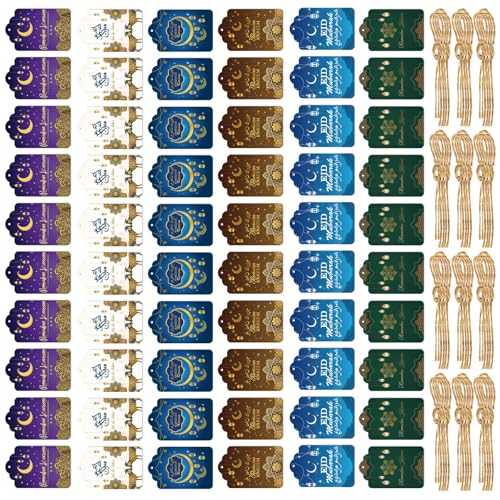 YiQinzcxg 60pcs Praktische EID Geschenkkarten Mit Twines Elegante Hanging Karten Für Ramadans Und Festivalpartyzubehör von YiQinzcxg