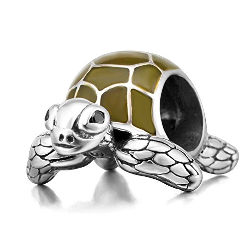 Schildkröte-Charm, 925er-Sterlingsilber, Seeschildkröte, Tier-Anhänger für Pandora-Bettelarmbänder a von YiRong Jewelry