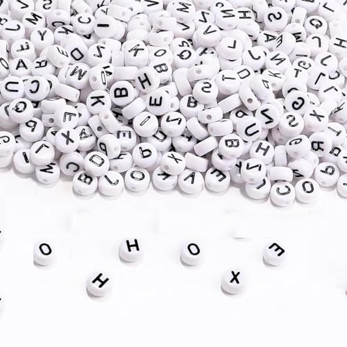 500pcs Buchstabenperlen,Buchstabenperlen Acrylperle,Buchstaben Perlen zum Auffädeln,Buchstabenperlen A-Z Schmuckherstellung,Buchstaben Set Perlen für Armbänder,bastelnperlen für Schmuck Basteln (4*7mm von YiXuTag