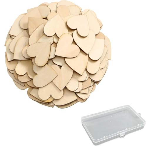 Holzherzen Deko - 100pcs 3cm Holzherzen Zum Beschriften,Holzherzen,Holz Herzen Klein Deko,Holzherzen Hochzeit Geschenkanhänger Herz,Holzherzen Streudeko Unbehandelt,für Handwerk Verzierungen Tischdeko von YiXuTag