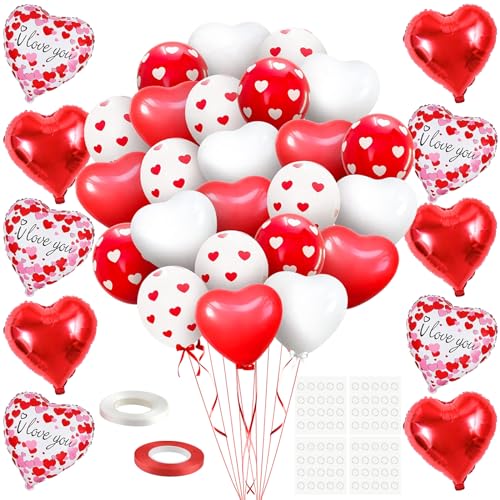 YiYa Luftballons Rot Set Rot Party Dekoration Romantisch Deko Rote Valentinstag Ballons Liebe Ballon Jubiläum Ballons für Valentinstag Dekoration Zuhause Verlobungsparty Dekoration von YiYa