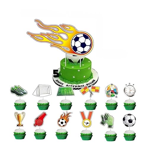 13 Stück Fußball Cupcake Toppers Fußball Kuchen Dekoration Sport Cupcake Picks Tortendeko für Fußball Sport Party Deko Baby Shower Kinder Jungen Geburtstag Mitgebsel von YiYaO