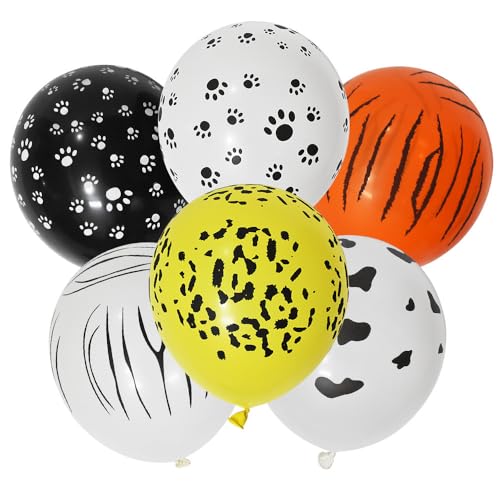 Ballons,Luftballons,12-Zoll-Cartoon-Party-Ballons mit Hundepfoten-Abdrücken und Tiermustern, Leopardendruck, Dschungel-Dekoration, Geburtstagsfeier, Hochzeitsereignisdekorationen (100-Stücke) von YiYaO