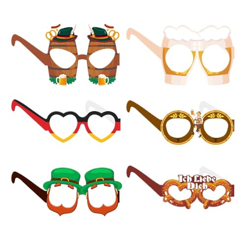 Yianyal Brillen Papier, dekorative Papierbrillen, Papiergläser lustig, Fotokabinen-Requisiten, Gläser für Kinder und Erwachsene, deutsches Bierfest von Yianyal