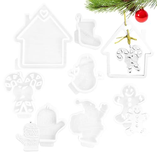 Yianyal Hausharzformen Silikon, Ornamentformen für Epoxidharz,Hausförmige Ornamentformen für Harzguss - Harzguss-Ornamentformen mit weihnachtlichen Ornamenten für die winterliche Heimdekoration von Yianyal