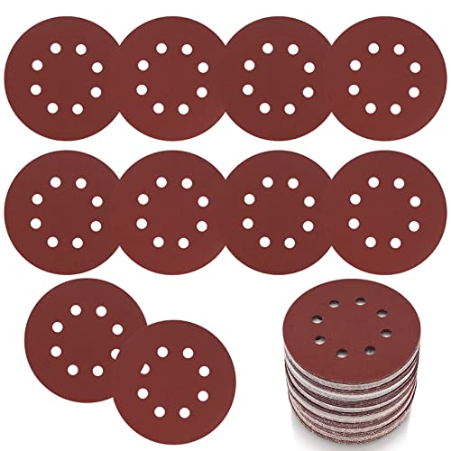 15 Stück Schleifpapier 125mm Klett, 120 Körnung Schleifscheiben, 8 Löcher Rund Klett Schleifpapier für Exzenterschleifer Holz, Metall, Farbe von Yibaijia