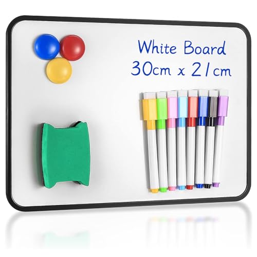 Yibaijia Whiteboard Magnetwand, kleine doppelseitige Whiteboard Trocken abwischbare, A4-Format Magnettafel Magnetwand, mit trocken abwischbaren Stiften, Radiergummi, 30 x 21 cm von Yibaijia