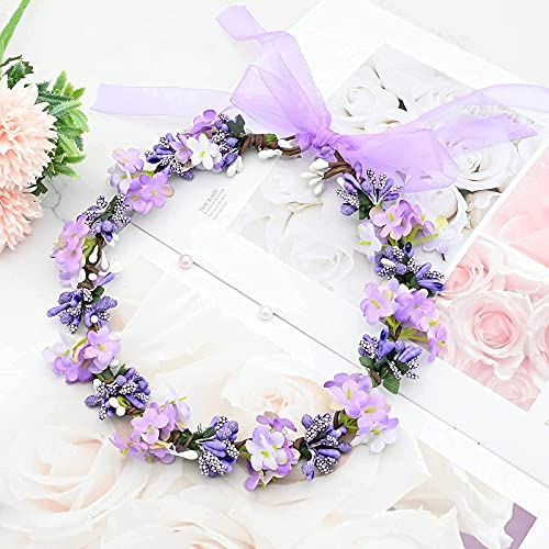 Blumenkrone, Stirnband, Blumenkrone, Boho-Blumenkranz, 19 cm, verstellbarer Blumenkranz, Stirnband, Blumenkrone, künstliche Girlande, Kopfschmuck, Hochzeitskrone, böhmischer Kopfschmuck von Yibang