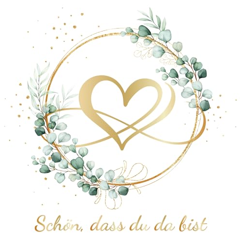 100 Stück 3-Lagige Servietten Hochzeit, Tischdeko Hochzeit, Liebe Hochzeitsdeko Tisch, Hochzeitstag, Eukalyptus Deko Schön Dass Du Da Bist Goldene Hochzeit Hochzeit Servietten von Yibat