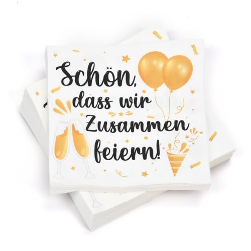 100 Stück Servietten Party Deko Tischdeko Geburtstag Herbst Servietten, Schön Dass Wir Zusammen Feiern, Servietten Geburtstag & Weihnachten 33 X 33 cm von Yibat