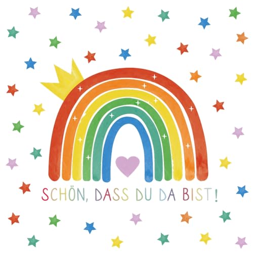 Servietten Einschulung Servietten Schön Dass Du Da Bist Servietten Kindergeburtstag Servietten Regenbogen 100 Stück 3-Lagige Servietten Geburtstag MädchenDeko Einschulung von Yibat