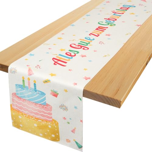 Tischläufer Geburtstag, Yibat Tischläufer Geburtstag Deko, Bunt Tischläufer Deko Geburtstag Alles Gute Zum Geburtstag Tisch Deko für Kinder Mädchen Jungen Geburtstag Party Deko 183 x 33cm von Yibat