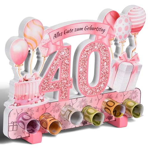 Yibat Geschenk 40 Geburtstag Frau, Deko 40. Geburtstag Frauen, 40 Geburtstag Frauen Roségold Deko, Geldgeschenke Alles Gute zum 40. Geburtstag,Geldgeschenke Verpackung,Geschenk zum 40 Geburtstag Frau von Yibat