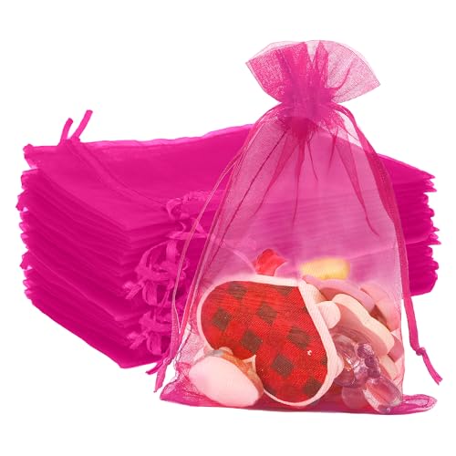 Organzasäckchen,Organzasäckchen Klein,Schmuckbeutel,Organzasäckchen 10X15Cm 50 Stück Rosa Rot,Kleine Organzasäckchen Zum Befüllen,Organza Beutel Klein,Bonbons Geschenk Schmuckbeutel,Organza Bags Small von Yicelerate