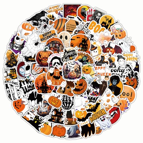 Halloween Stickers Kinder, 100 Stück Wasserfeste Aufkleber Kinder für Skateboards, Helme, Water Bottle, Tablets, Schultaschen, Kühlschränke, Fahrräder, Türen, Tischplatten von Yicoonuo