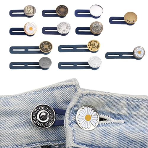 12 Stück Hosenbund-Verlängerungsknöpfe, Hosenbund-Verlängerungsknöpfe, Jeans-Hosen-Metallknöpfe, Jeans-Knöpfe und Hosen-Verlängerungsknöpfe-Set,Hemdkleid-Mutterschaft-Hosen-Hemdkleid-Metallknöpfe von Yicoovey