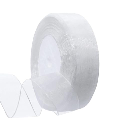 Weißes transparentes Organzaband, 45m X 2cm schleifenband hochzeit, Gift Ribbon, Chiffon for Handmade DIY, Einladungen Dekoration, Handwerk Band für Party Hochzeit Geschenke Basteln Dekoration von Yicoovey