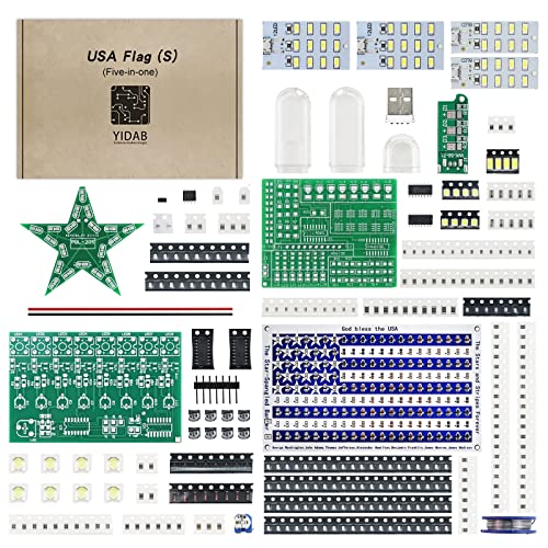 Yidab Lötpraxis-Set, 5-in-1 DIY-Kits, US-Flagge, SMT, elektronische Projekte, Schweißset, Schweißfertigkeiten, Lötset für Anfänger von Yidab