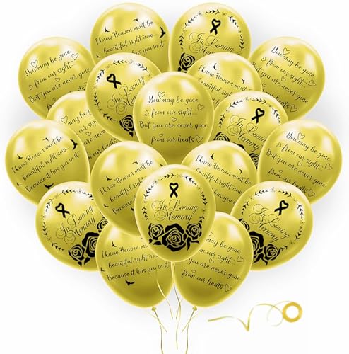 18er Set Beerdigung Gedenkballons Gold Latexballon 18 Stück Memorial Balloons Funeral Remembrance Ballons für Trauerfeier Beerdigung Gedenkdienste von YiiiGoood