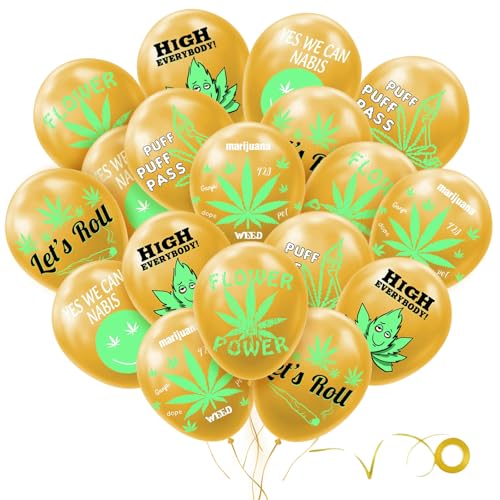 Dope Luftballons Accessoires 24 Stk. Weed Latex Ballons Deko Happy Dope Birthday Party Zubehör Balloons von YiiiGoood