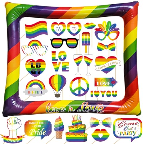 Regenbogen Foto Requisiten Love is Love Aufblasbarer Fotorahmen LGBT Party Deko Selfie Bilderrahmen Foto Accessoires für Gay-Pride-Partys Zubehör von YiiiGoood