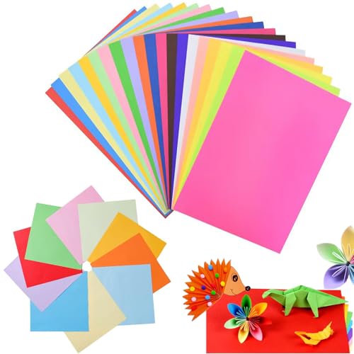 200 Blatt Origami Papier, A4 Buntes Bastelpapier+15 x 15 cm Origami-Papier, 70 g/m², Tonpapier Doppelseitig Farbiges Papier Faltpapier für Kinder Erwachsene DIY Schule Kunst Bastelprojekte von Yiirbcz