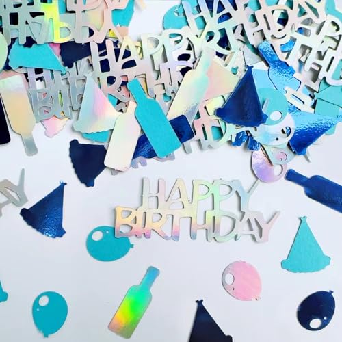 200 Stück Konfetti Happy Birthday, Tischdeko Geburtstag Deko Confetti Streudeko für Mann Frau Mädchen und Jungen für Geburtstag Party (Blau) von Yiirbcz