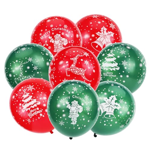 100Pcs Weihnachtsballons, 12 Zoll Weihnachtsdeko Ballons, Rot und Grün Weihnachten Luftballons, Frohe Weihnachten Luftballons Dekorationen für Weihnachtsabendessen Neujahr Weihnachtsdeko Partybedarf von YiliYa