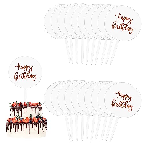 YiliYa 20 Stück Cake Topper,Acryl Kuchen Topper Rund Cupcake Topper DIY Acryl Torten Topper für Personalisiert Geburtstag Kuchendeko von YiliYa