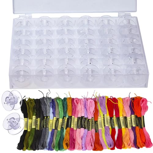 YiliYa 36 Farben Nähgarn und 36 Nähmaschine Spulen mit Transparent Spulenbox Nähgarn Set für Nähmaschine für Gängige/Spule Nähmaschine von YiliYa