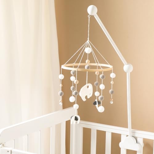 Yililay Cot Mobile Arm 27.17 Zoll Holz Cloud -Design Abnehmbarer Baby Mobile Kleiderhöhe Einstellbarer niedlicher Krippen Mobile Arm für Bettglocke Wind Glockenspiele, Baby Mobile Hanger von Yililay