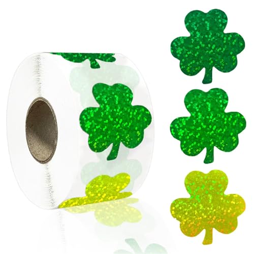 Yilingjc Patricks Day Aufkleber, Kleeblatt-Aufkleber, selbstklebend, Verpackungsetiketten für Siegel, Briefumschläge, Paketdekoration, 500 Stück von Yilingjc