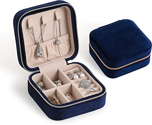 Yiluana Mini-Reise-Schmuckschatulle, tragbar, für Ohrringe, Ringe, Halsketten, Armbänder, kleiner Schmuck-Organizer mit Reißverschluss von Yiluana