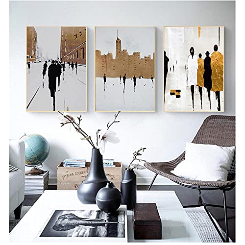 Nordic Schwarz Weiß Malerei Abstrakte Straßenleute Poster Drucke Moderne Leinwand Wandkunst Bilder Für Wohnzimmer Wohnkultur 20"X28"X3Pcs von Yimesoy